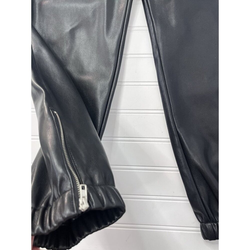 AVEC LES FILLES Women's Black Faux Leather Side Zipper Jogger Pants NWT XS - Picture 2 of 5
